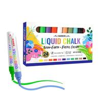 Dry Erase Liquid Chalk Markers - 6mm Reversible Tip Pens For Classroom