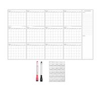 Dry Erase Wall Calendar, Reusable Yearly Planner, Erasable Board | Dry Erase Calendar, Reusable Yearly Blank Planner, Clear Schedule View, Smooth Writing , Easy Stain Free Wipe Off