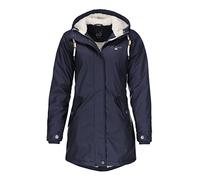 Dry Fashion Malmö Manteau de pluie pour femme - Veste de pluie longue avec capuche - Coupe-vent - Imperméable - Doublure en polaire, bleu marine, 40