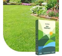 Dry Protect : Semence gazon terrain sec - 1 kg pour 50 m² - Résistant à la sécheresse et à la chaleur - Racines profondes et robustes - Avec enrobage pour une germination optimale