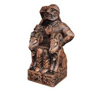 Dryad Design Statue du dieu nordique de Thor - Art du dieu viking du tonnerre Mjolnir, autel païen pour décoration d'intérieur (finition bois)
