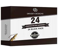 Dryden Cartouches d'encre pour stylo plume, petite, taille standard international, couleurs assorties : noir, bleu, vert, violet, violet, rouge, rose Black Ink Cartridges [24 PACK]