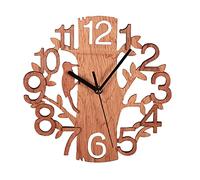 DRYEN Horloge murale en bois avec oiseaux - 22,1 cm - Horloge murale silencieuse - Fonctionne avec des piles - Pour chambre à coucher - Décoration intérieure Marron 1