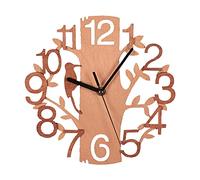 DRYEN Horloge Murale en Bois avec Oiseaux - 22,1 cm - Horloge Murale silencieuse - Fonctionne avec des Piles - pour Chambre à Coucher - Décoration intérieure, Marron 2, 22 x 22cm