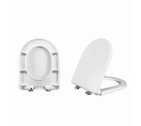 Dryfal D Shape Toilet Siège, siège de toilette à fermeture douce avec libération rapide, D en forme de D, facile à nettoyer et à installer avec des raccords supérieurs, des sièges de toilette blancs,