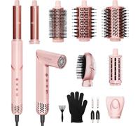 Dryhsip Brosse Soufflante 8 en 1, Air Styler Flexible avec Brosse Chauffante Brushing, Diffuseur et Boucleur, Outil de Coiffure pour Ondulations, Lissage, Volume, Brush, Voyage et Coffret Cadeau