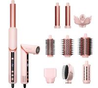 Dryhsip Brosse Soufflante 9 en 1, Air Styler Flexible avec Brosse Chauffante Brushing, Diffuseur et Boucleur Outil de Coiffure pour Ondulations, Lissage, Volume, Bouclés