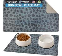 Drymate Set de Table pour gamelle pour Chien et Chat - Tissu Absorbant, Dos imperméable, antidérapant - Lavable en Machine/Durable (fabriqué aux États-Unis) (40,6 x 71,1 cm) (Motif à Pois Noirs)