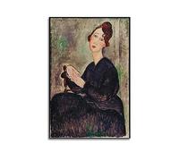 DryNda Amedeo Modigliani Poster portrait de Dedie sur toile - Décoration murale - Idée cadeau - 50 x 75 cm