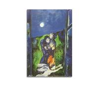DryNda Impression sur toile Marc Chagall Lovers In The Moonlight - Décoration murale d'intérieur moderne - 30 x 45 cm