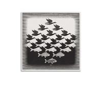 DryNda M. C. Escher Poster sur toile Motif ciel et eau 50 x 50 cm