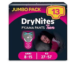 DryNites Culottes absorbantes pour filles, 8-15 ans, 27-57 kg - 13 unités