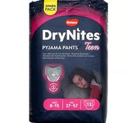 HUGGIES DryNites®, sous-vêtements de nuit ultra-absorbants, 8/13 ans Filles (30-48 kg), 4x13 culottes ; la solution idéale, pour les enfants qui font pipi au lit, adapté à la morphologie des filles.