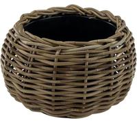 Drypot Boule en rotin - Diamètre : 29 x 19 cm - Pot de fleurs rond - Pot de fleurs durable avec récipient intérieur en plastique recyclé imperméable - Pots de fleurs pour l'intérieur - Panier à