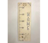 DRYSSON Toise renard pour enfants avec nom au choix personnalisé en bois - Mesure latte - Mesure enfant - Barre de mesure enfant - Pour fille et garçon