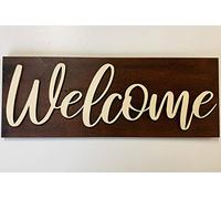 DRYSSON Welcome Plaque de porte en bois avec inscription Welcome