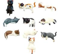 Dryxog 10 Pièces Figurine Chat Matériau en Résine Statue Chat Conception Simulation Animaux Miniatures Forme Mignonne Décoration D'intérieur pour Fêtes Déménagement Achat d'une Nouvelle Voiture