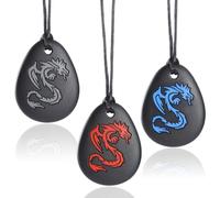 Dryxog 3 Pièces Collier a Macher Machouilleur Enfant Ollier de Mastication Enfant Colliers Sensoriels pour Enfants et Adultes Aide pour Dentition, Autisme TDAH Garçons et Filles(Motif de Dragon)