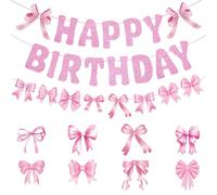 Dryxog 3 Pièces Decoration Anniversaire Rose Ballons Bapteme Fille Ballon Mariage Joyeux Pastel Marron Happy Birthday Happy Birthday Deco an Kit Gold Princesse Disney Noeud Banderole Joyeux