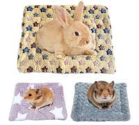 Dryxog 3 Pièces Tapis Lapin Coussin Lapin Accessoires Cochon d'Inde Hamster Tapis de Lits, Couchage en Peluche pour Petit Animal,Lavable,Lit Cochon d'Inde pour Petit Animal(Style B)