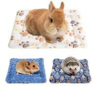 Dryxog 3 Pièces Tapis Lapin Coussin Lapin Accessoires Cochon d'Inde Hamster Tapis de Lits, Couchage en Peluche pour Petit Animal,Lavable,Lit Cochon d'Inde pour Petit Animal (Style A)