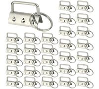 Dryxog 30 Pièces Matériels de Porte Clés, 32MM Clip de Queue Porte Clés de Sangle Bricolage en Métal avec Anneau, Matériel de Chaîne Key Fob, pour Faire des Bracelets Ceintures Bangles (Argent)