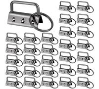 Dryxog 30 Pièces Matériels de Porte Clés, 32MM Clip de Queue Porte Clés de Sangle Bricolage en Métal avec Anneau, Matériel de Chaîne Key Fob, pour Faire des Bracelets Ceintures Bangles (Noir)
