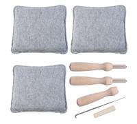 Dryxog 6 Pièces Tampon de feutrage à l'aiguille 3 Aiguilles à feutrer avec Aiguille en Bois, Kit de Feutrage Confortables Tapis de Feutrage en Laine Naturelle, Adaptés à Différents Projets de Feutre