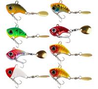 Dryxog 8 Pièces Leurre Peche Carnassier Spinner Leurre Peche Mer Bar Mer Longue Portée Pencil de Lancer Longue Portée Artificiel de Pêche en Coulant with Spinner Blade Treble Hook
