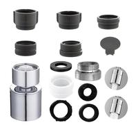 Dryxog Aérateur comprend 6 Embout Robinet Cuisine 2 Modes, Mousseur Robinet avec Aerateur, Mitigeur Evier Cuisine Tete de Rotative pour Robinets d'Évier de Cuisine (Adaptateur 18mm vers 22mm)