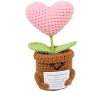 Dryxog Porte-Bonheur Cadeau Remerciement Positifs Crochet Cadeau D'encouragement Tricoter en Laine Créatif Rétablissement Fête Mères Soutien Émotionnel avec Carte Positive (Cœur d'amour)