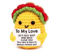 Dryxog Porte Bonheur Cadeau Remerciement Positifs Crochet Cadeau d'encouragement Tricoter en Laine Créatif Rétablissement Fête Mères Soutien Émotionnel avec Carte Positive (Tucker)