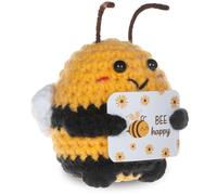 Dryxog Porte-Bonheur Cadeau Remerciement Positifs Crochet Cadeau D'encouragement Tricoter en Laine Créatif Rétablissement Fête Mères Soutien Émotionnel avec Carte Positive (Abeille)