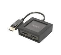DIGITUS DisplayPort Adaptateur graphique, séparateur, DP à 2x DP, 4K Ultra HD, 4096 x 2160 Pixels, Noir