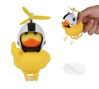 DS. DISTINCTIVE STYLE Canard en caoutchouc jaune avec casque d'hélice 7,9 cm - Décoration amusante de voiture - Décoration de tableau de bord de voiture, sonnette de vélo, écran d'ordinateur (étoile