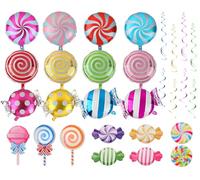 DS. DISTINCTIVE STYLE Candyland Lot de 12 ballons colorés en aluminium avec 30 spirales à suspendre pour anniversaire, fête, célébration