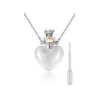 ds. distinctive style Collier en Forme de Fiole de Cœur avec Pendentif Bouteille de Parfum - Collier pour Liquide Commémoratif - Urne Souvenir en Verre pour Cendres