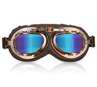 ds. distinctive style Cosplay Lunette Aviateur Steampunk Lunette Moto Vintage (Marron - Lentille éclat)