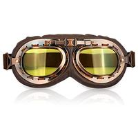 ds. distinctive style Cosplay Lunette Aviateur Steampunk Lunette Moto Vintage (Marron - Lentille jaune)