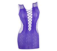 ds. distinctive style Fishnet Lingerie Bodysuit sans bretelles Vêtements de nuit Taille unique pour femme, V - Violet, XS-XL/UK 4-18/EUR 34-46/US 2-16