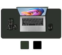 DS. DISTINCTIVE STYLE Grand tapis de souris en cuir synthétique de 80 x 40 cm pour écrire, ordinateur, bureau et maison (noir/vert foncé)