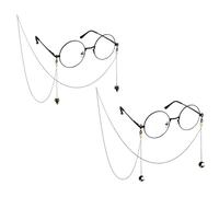 DS. DISTINCTIVE STYLE Lot de 2 chaînes de lunettes gothiques avec pendentifs - Chaîne métallique pour lunettes autour du cou - Pour femme, noir, taille unique