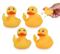 DS. DISTINCTIVE STYLE Lot de 4 canards en caoutchouc jaune pour doigt d'honneur - 5,5 cm - Décoration amusante pour tableau de bord de voiture, écran d'ordinateur