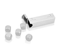 DS. DISTINCTIVE STYLE Lot de 5 dés en alliage d'aluminium portables de 16 mm avec étui rectangulaire à 6 faces pour jeu de fête - Argenté