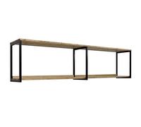 DS Dropshipping Étagère Murale Double Icub Industriel Vintage 198x30cm 47cm Haut Bois de 18 mm d'épaisseur Noir