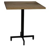 DS Dropshipping Table carrée iCub noire 70 x 70 x 75 cm pied central avec plateau en bois massif style industriel