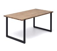 DS Dropshipping Table Salle à Manger Uley Vintage Industriel 180x80cm 76cm Haute Bois Massif et Acier laqué Noir