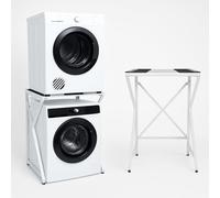 DS DRYERSTAND Maxi - Kit de superposition universel pour lave-linge et sèche-linge | Cadre réglable (72-82 cm), 100 kg capacité | Sans perçage, Antivibration, Gain de place