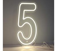 DS&DV Chiffre lumineux LED 50,8 cm alimenté par USB en silicone à intensité variable avec support gratuit pour décoration de fête d'anniversaire, cadeaux (50,8 cm, numéro 5)