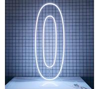 DS&DV Chiffre lumineux LED de 0 à 9, alimenté par USB à intensité variable, en silicone blanc avec support gratuit pour décoration de fête d'anniversaire, cadeaux (76,2 cm, numéro 0)
